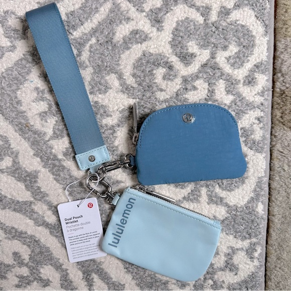 lululemon athletica Bags Nwt Lululemon Dual Pouch Wristlet Powder Blueutility Blue Poshmark